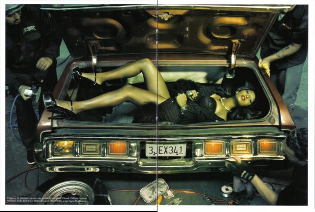 Toccara Jones drops it like it's H-O-T in Vogue Italia July 08. Image via tfs
