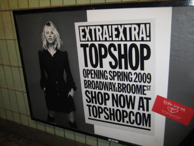 Kate Moss Top Shop : all over the No 6 Spring street stop in NYC