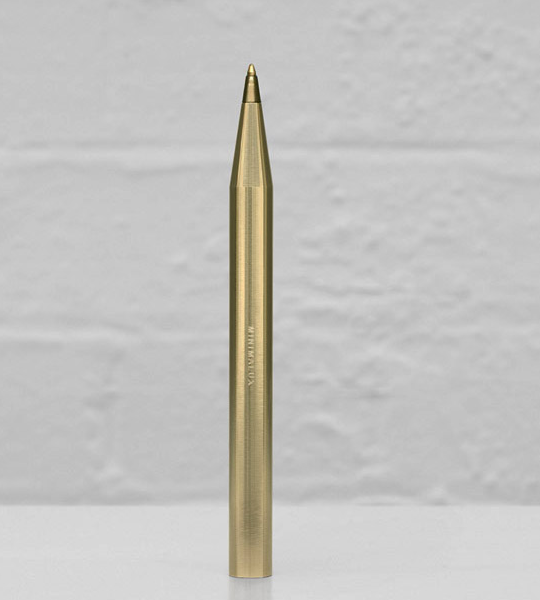 Minimalux&#039;s Ball Point Pen is made from a single fluid sleeve of lasting solid brass.