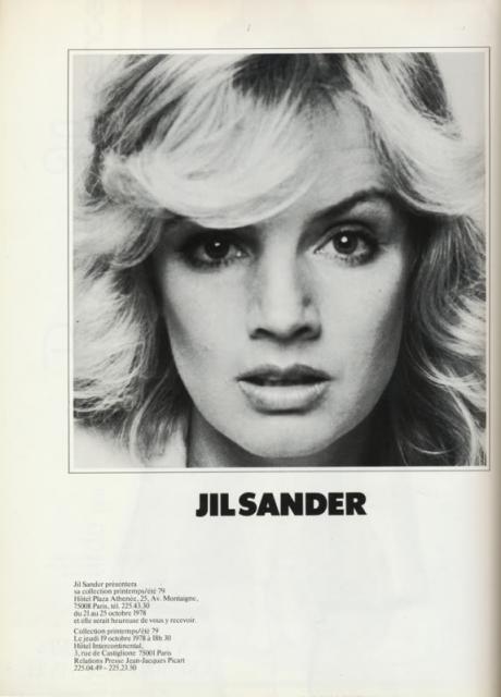 Jil Sander ad from Vogue Paris, October 1978. via criesandwhispers.blogspot.com 