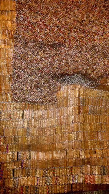 The current work of artist El Anatsui : Zebra Crossing: Jack Shainman Gallery