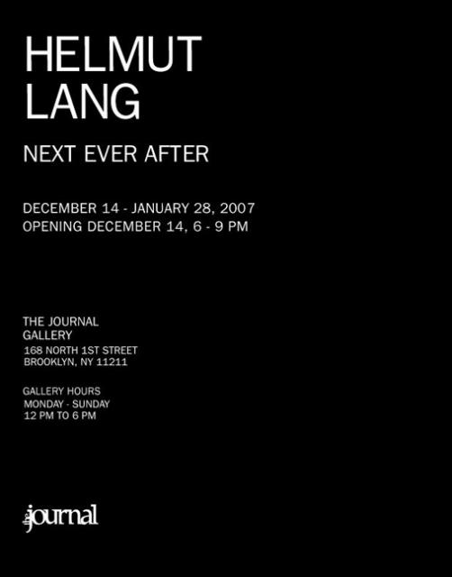 Helmut Lang: Journal Gallery exhibition
