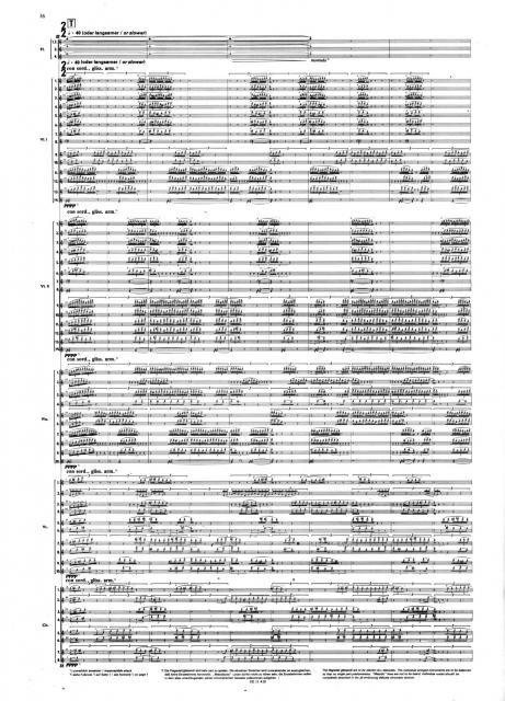 There are 14 separate lines for both the 1st and 2nd violins, 10 lines each for the violas and cellos, and 8 lines for basses